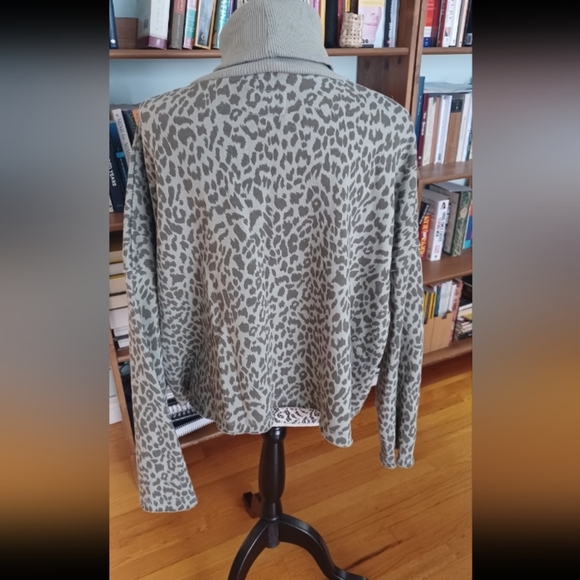 American Eagle Crop Turtle Neck Leopard Print Sweater Size Large - Picture 3 of 6